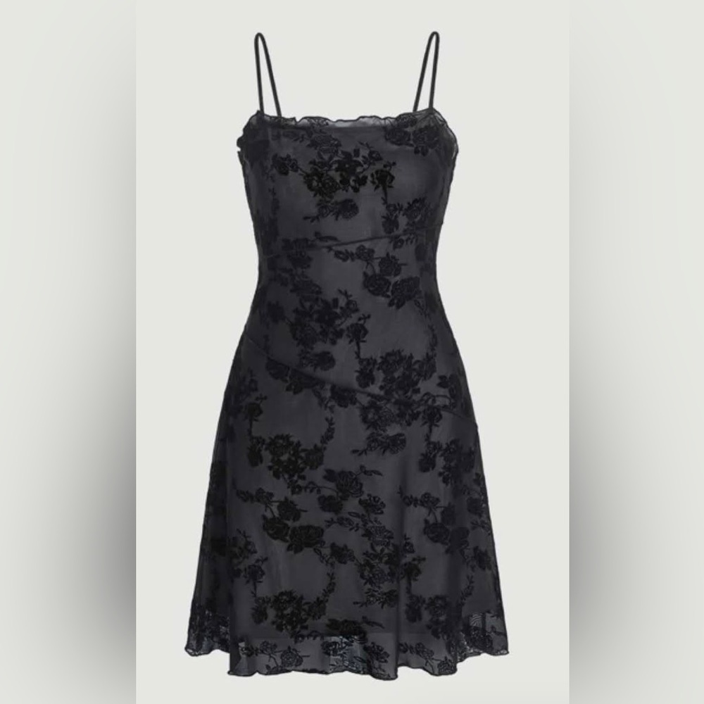 Floral print frilly mesh dress